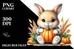 Funny Baby Bunny Pumpkin Clipart Product Image 3