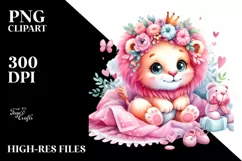 Pink-ish Baby Lion Playing on Blanket Product Image 3