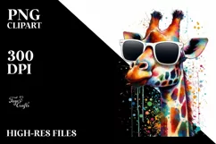 Colorful Giraffe with Sunglasses | Artistic Summer Sticker Product Image 1
