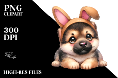 Cute Baby German Shepherd with Bunny Ears, Lovely PNG Product Image 2