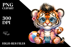 Cute Baby Tiger with Cool Haircut PNG Product Image 2