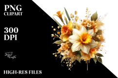 Watercolor Abstract Vibrant Bouquet with Gold Foil Product Image 2