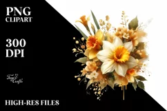 Watercolor Abstract Vibrant Bouquet with Gold Foil Product Image 3