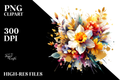 Watercolor Abstract Vibrant Bouquet with Gold Foil Product Image 2