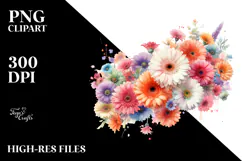 Washed Watercolor Colorful Gerbera PNG Product Image 2