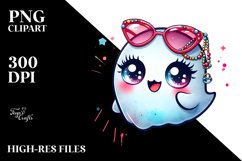 Cute Funny Ghost with Glam Accessories, Transparent PNG Product Image 2