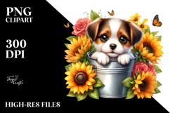 Cute Baby Dog by the Bucket, Transparent PNG Product Image 2