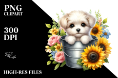 Cute Baby Dog with Sunflower PNG Product Image 2