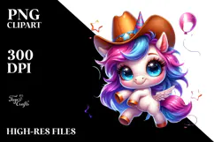 Crazy Unicorn with Party Hat PNG Product Image 2