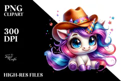 Crazy Unicorn with Party Hat PNG Product Image 2