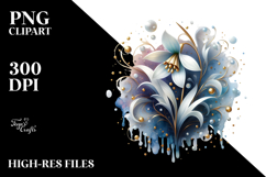 Glossy Snowdrop with Gold Insertions Frame PNG Product Image 2
