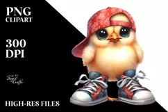 Expressive Watercolor Baby Chicken with Hat Bandana Product Image 3
