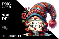 Detailed Valentines Gnome Be My Valentine PNG Product Image 2