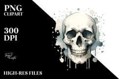 Simple Washed Watercolor Skull PNG Product Image 2