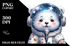 Cute Baby Polar Bear Astronaut PNG Product Image 2