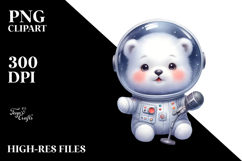 Cute Baby Polar Bear with Astronaut Helmet PNG Product Image 2