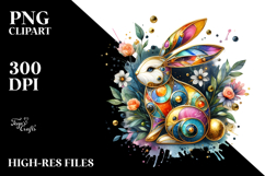 Colorful Bunny Made of with Golden Insertions, High-Res PNG Product Image 2