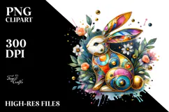 Colorful Bunny Made of with Golden Insertions, High-Res PNG Product Image 2