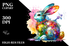 Colorful Bunny Made of with Golden Insertions, High-Res PNG Product Image 2
