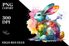 Colorful Bunny Made of with Golden Insertions, High-Res PNG Product Image 2
