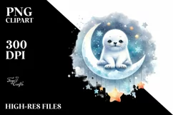 Vibrant Baby Seal on Moon with Stars Product Image 3