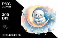 Vibrant Baby Seal on Moon with Stars Product Image 1