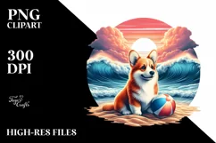 Colorful Pembroke Welsh Corgi Sitting Clipart Product Image 3