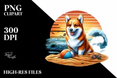 Colorful Pembroke Welsh Corgi Sitting Clipart Product Image 1