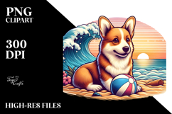 Colorful Pembroke Welsh Corgi Sitting Clipart Product Image 2