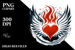 Simple Heart with Wings PNG Product Image 2