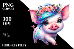 Cute Baby Pig Running with Cool Haircut PNG Product Image 2