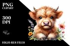 Cute Highland Cow Baby | Sublimation | Clipart Product Image 1