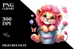 Pink-ish Baby Lion Resting in Bucket Product Image 3