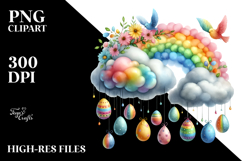 Colorful Cloud with Easter Eggs, PNG Product Image 2