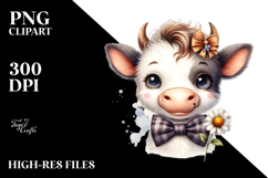 Funny Cow with Bow and Tie PNG Product Image 2