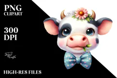 Funny Cow with Bow and Tie PNG Product Image 2