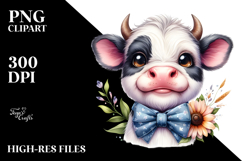 Funny Cow with Bow and Tie PNG Product Image 2