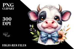 Funny Cow with Bow and Tie PNG Product Image 2