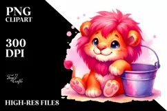 Vibrant Pink-ish Cute Lion Clipart Product Image 3