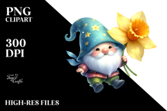Cute Gnome with Daffodil, PNG Product Image 2