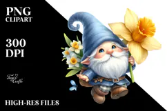 Cute Gnome with Daffodil, PNG Product Image 2