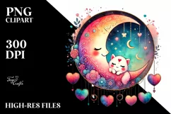 Boho Moon with Hanging Hearts, Transparent PNG Product Image 2