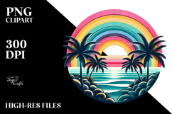 Retro Tropical Sunset PNG Product Image 2