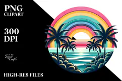 Retro Tropical Sunset PNG Product Image 2