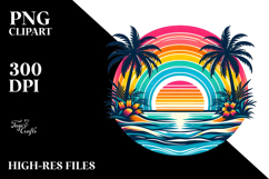 Retro Tropical Rainbow Sunset PNG Product Image 2