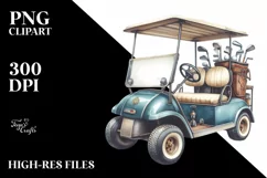 Vintage Golf Cart with Huge Flowers, PNG Product Image 1