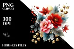 Colorful Abstract with Red Flowers, Transparent PNG Product Image 2