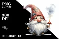 Washed Watercolor Quirky Gnome PNG Product Image 3