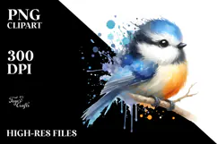Colorful Bird with Splashes, Artistic PNG Product Image 2