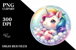 Baby Unicorn in Bubble | Sublimation Clipart Product Image 1